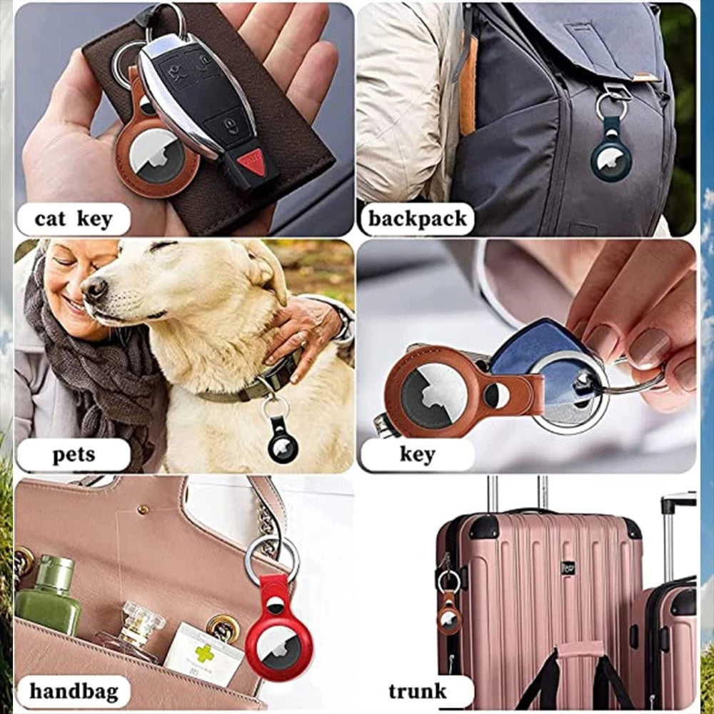 Leather AirTag Case Keychain